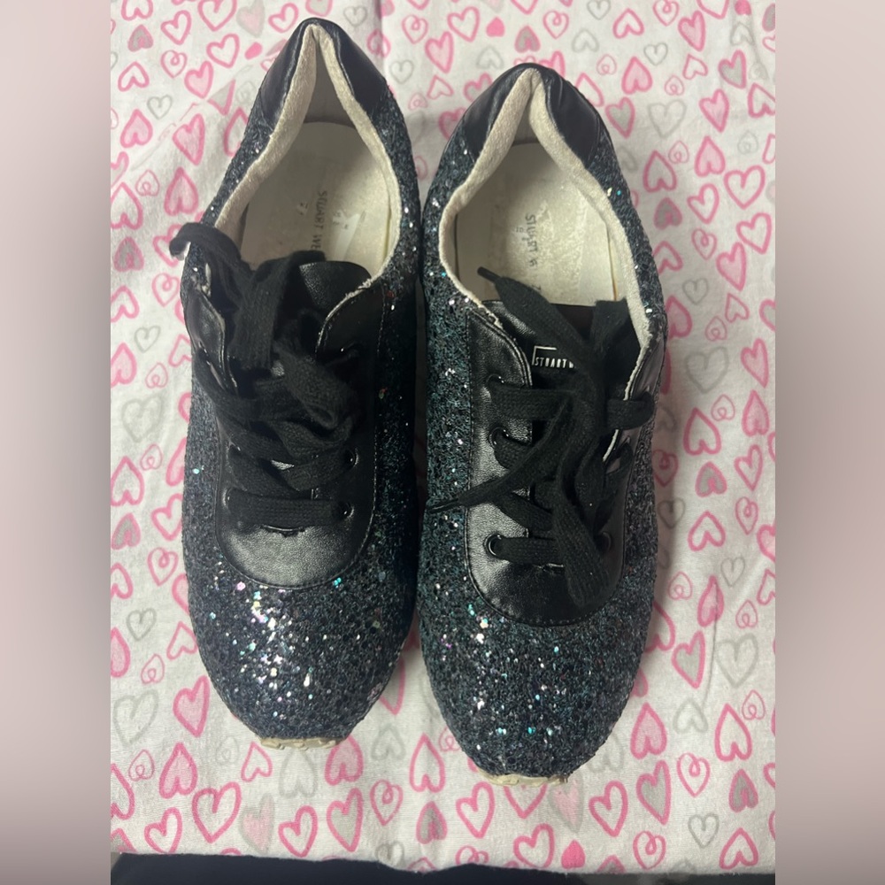 Stuart Weitzman Navy Glitter Sneakers in size 4